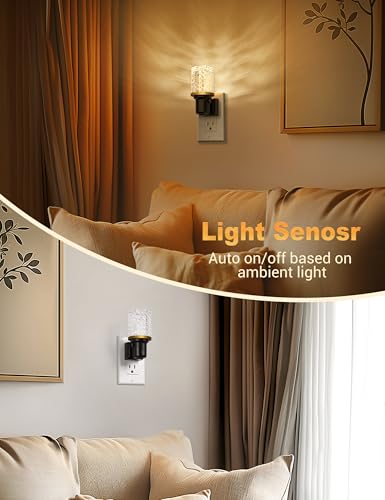 Image of JandCase LED Night Light, Dimmable Night Lights Plug into Wall, Modern Nightlight with Auto On Off Light Sensor, 3000K Soft White Night Light 0-100LM Brightness for Bathroom Hallway Bedroom Decor