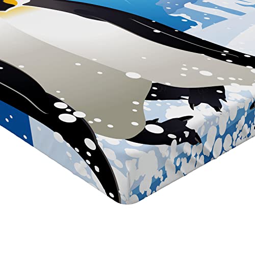 Ambesonne Winter 2 Pack Fitted Sheet, Snowy Frozen Season, Bed Cover All-Round Elastic Deep Pockets 2 Pieces, Package Contains 2 Twin XL Size Fitted Sheets, Sky Blue Grey