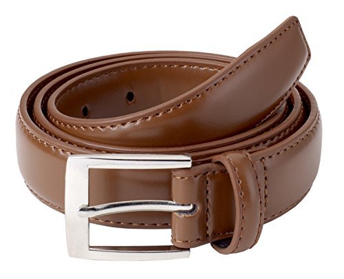 Belts for Men Mens Belt Buckle Genuine Leather Stitched Uniform Dress Belt - Tan (50)2