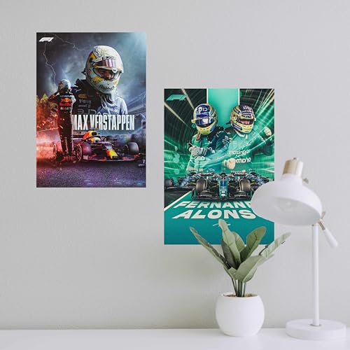 Image of CodersParadise F1 Formula One Wall Posters | Pack of 6, 8x12 Inch (A4) Premium Racing Car Prints, Aesthetic Motorsport | Wall Art for Bedroom, Living Room, Office & Gaming Room, Includes Glue Dots