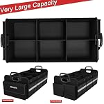 Trunk Organizer, Car Storage, Reinforced Handles, Collapsible Multi-Compartment, Foldable, Waterproof, Sturdy, 600D Oxford Polyester For Car, SUV, Mini-Van, Black, 3 Compart - Image 4