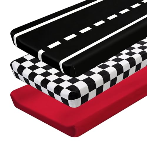 3 Pack Racing Baby Changing Pad Covers, Racing Transportation Changing Table...