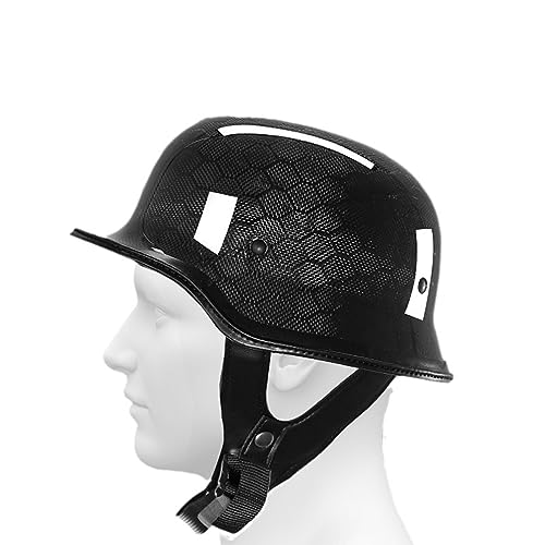 RUANLOV Vintage German Motorcycle Half Helmet, ECE/DOT Approved Adult Men Women Retro Open Face Helmet, with Adjustable Quick Release Buckle, for Bicycle Cruiser Scooter (A M)