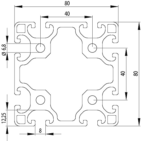 Profil aluminiowy czarny 80 x 80 L typ I 8 (lekki). Profil aluminiowy 80 x 80 profil aluminiowy 80 x 80 profil monta?owy - profil systemowy - d?ugo?? standardowa 600 mm