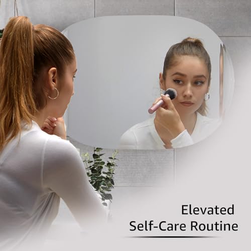 Image of Amazon Basics Frameless Capsule Glass Wall Mount Mirror with Beveled Edges - Decorative Bathroom, Bedroom, Living Room, Dressing Room & Entryway Mirror - 30 x 0.4 x 44.5 cm