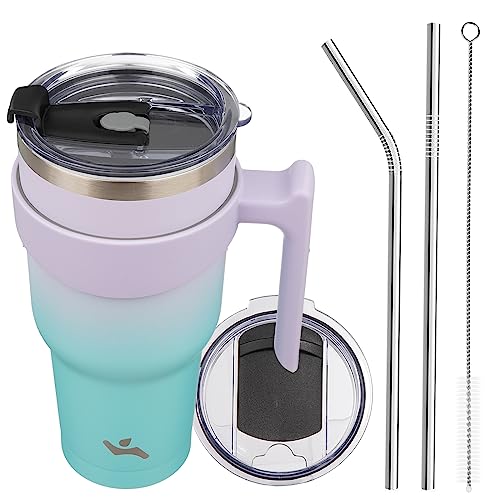 Image of Konokyo 40 oz Tumbler with Handle and Straw, Insulated Travel Mug