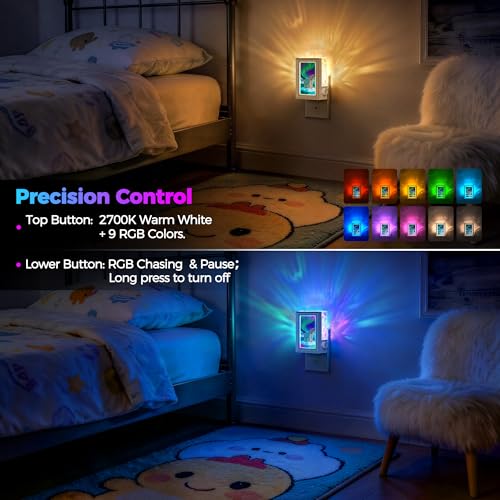Image of Briignite Decorative Picture Frames Night Light Plug Into Wall 2 Pack, RGB Color Changing Backlit Northern Light Projector, Dusk to Dawn Sensor with 2.5 inchx3.5 inch Picture Frame for Bedroom Decor Gift