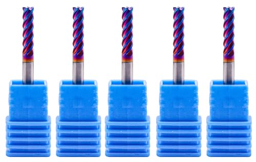 Image of BestParts 5Pcs HRC65 Tungsten Carbide Square End Mills - TiAlsiN Nano Coated, 4 Flute, 45 Degree Helix, 1 /8 inch Cutting Diameter, 1 /8 inch Shank Diameter, 1 /2 inch Length of Cut, 1-1 /2 inch Overall Length