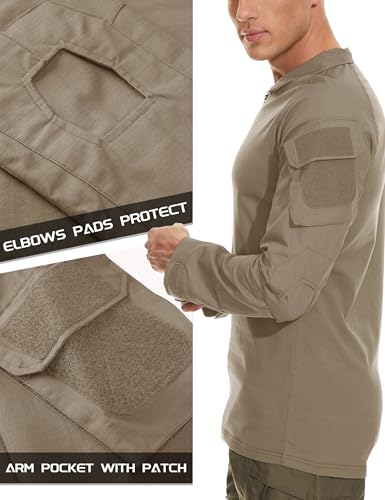 MAGCOMSEN Men's Tactical Military Shirts 1/4 Zip Long Sleeve Shirt with Pockets