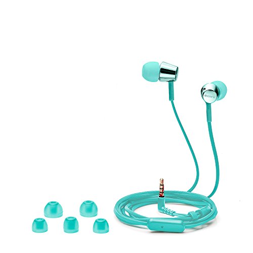 Image of Sony MDR-EX155AP Wired in Ear Headphones with Tangle Free Cable, 3.5mm Jack, Headset with Mic for Phone Calls and 1 Year Warranty - (Mint Blue)