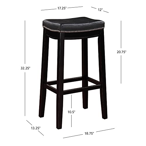 Taburete de bar Linon Claridge, Negro, 32" x 18.75" x 13" miniatura 3