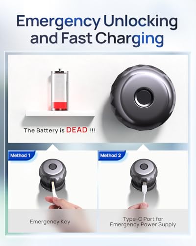 Image of Smart Door Knob 3 in 1 Fingerprint Smart Lock APP Control Keyless Type-C Entry Emergency Charging Biometric Lock for Bedrooms Cloakroom Apartments Hotels