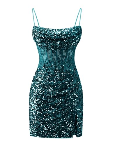 Zeeyecie Lace Applique Sequin Homecoming Dresses 2025 Spaghetti Straps Beaded Ruched Sparkly Short Prom Dress for Teens