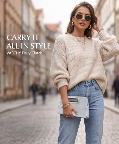 Image of VASCHY Clutch Purse for Women,Fashion Vegan Leather Cut-Out Handle Evening Handbag Crossbody Shoulder Bag for Wedding,Party