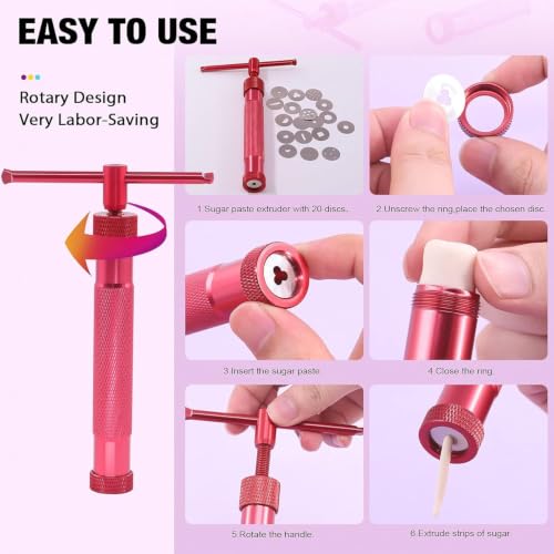 Image of Professional 35 Pcs Stainless Steel Clay Extruder Sugar Paste Extruder Cake Fondant Decorating Tool Set Ceramics & Pottery Clay Extruders Mixers & Presses (RED)
