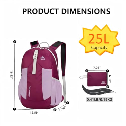 Mochila ligera plegable 25L para senderismo y viaje miniatura 4