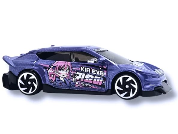 Image of Hot Wheels 1:64 Custom Kia EV6 HW EV Die-Cast Vehicle for 3 Years & Above 120 /250 (Purple)