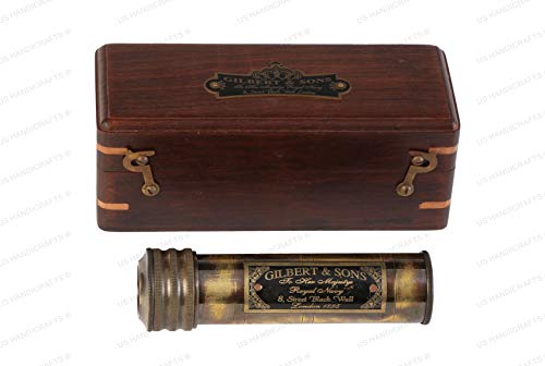 US HANDICRAFTS Handmade Brass Kaleidoscope with Wooden Box Gift for Everyone.