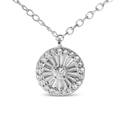 .925 Sterling Silver 1/6 Cttw Diamond Wheel and Spoke Pendant Necklace (H-I Color, I2-I3 Clarity) - 18"
