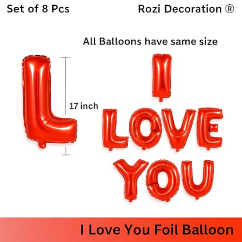 Image of Rozi Decoration I Love You Foil Balloon for Decoration (Red) Pack of 8 Letters