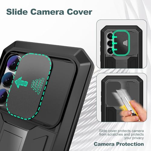 Coque en métal noir pour S26 Plus résistante aux chocs avec béquille - 3