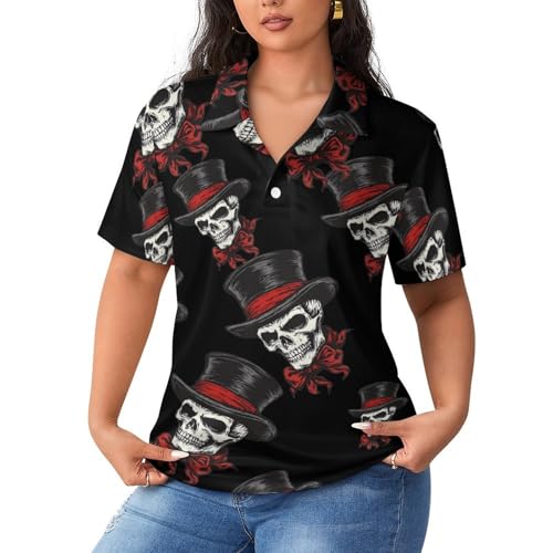 Camiseta polo de manga corta mujer ropa transpirable calavera moda alternativa