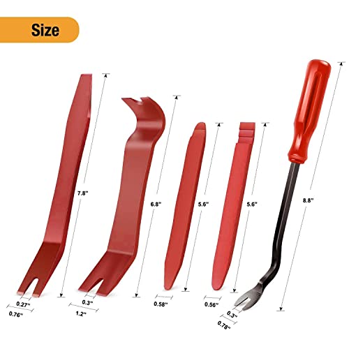 Gooacc GRC-201 5 Pcs Nylon Auto Trim Removal Tool Kit No-Scratch Removal Tool Kit For Car Panel & Audio Dashboard Dismantle Red thumb #1