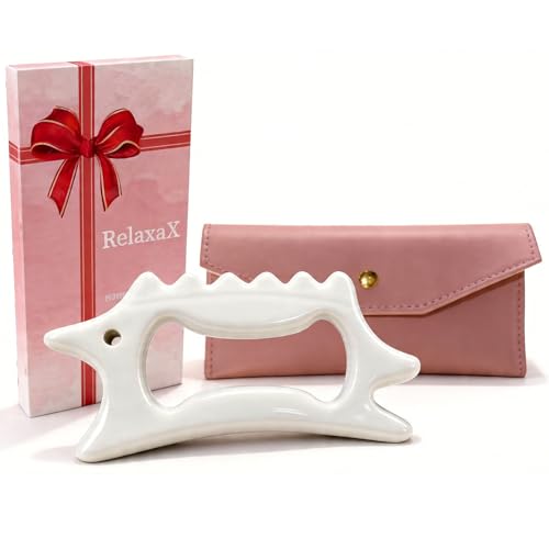RelaxaX Ceramic Gua Sha Facial Tools Lymphatic Drainage Massager Body Guasha Tool for Face Lift Contour Sculpting Beauty Skincare Fascia Reshape Anti Cellulite Spa and Full Body Skin Care