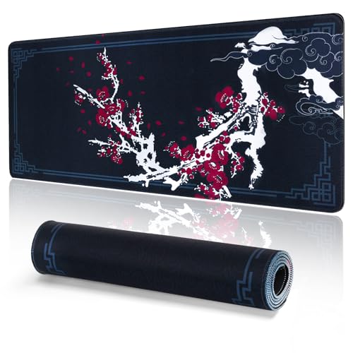 EFISH Tapis de Souris de Jeu Japonais XXL 800 x 300 mm Grand Tapis de Bureau Bords Cousus Imperméable Antidérapant pour PC, MacBook, Ordinateur Portable Améliore la...