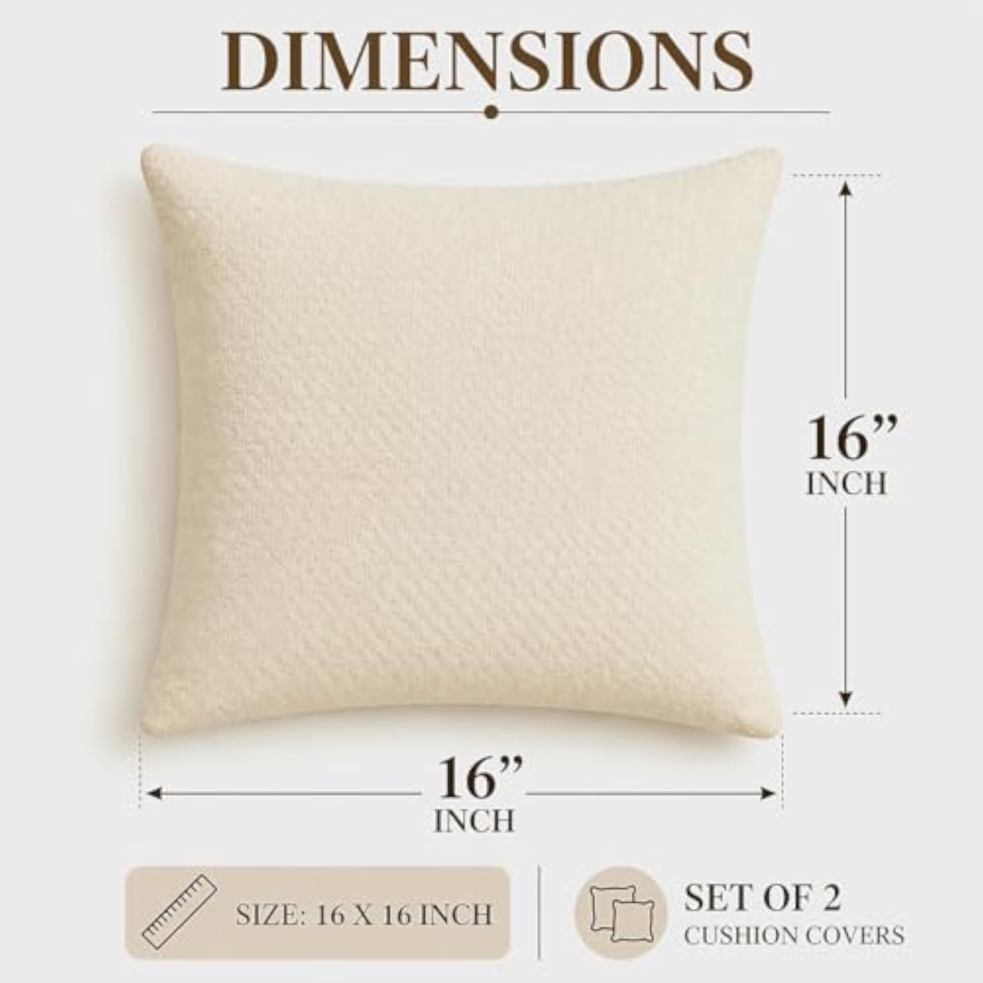 Plain Cushion Covers Set of 2, Premium Soft Canvas