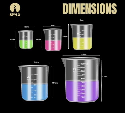 Image of Plastic Measuring Cups Graduated Epoxy Resin Mixing Cups, Small Beaker, Plastic Measuring Cup for Epoxy Resin, Paint, Art Craft, Soap Candle Tumbler Making (1, 250ml)