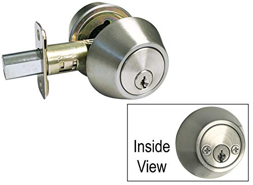 Satin Nickel Entry Entrance Round Knob Handle With Matching Double Cylinder Deadbolt (Keyed On Both Sides) Combo Pack Kwikset Keyway Keyed Alike 5765Dc (4 Set) #TOP3