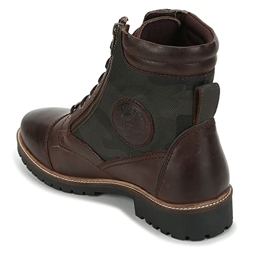 Royal Enfield Stellar Brown Camo Riding Boots Waterproof Durable Leather Touring Shoes Protective Anti-Slip Biker Sneakers Comfortable High-Ankle Gear for Men Adventure Cruiser Off-Road (EU42/UK8)