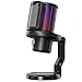 K KASONIC Gaming Mikrofon mit RGB-Beleuchtung, USB Kondensatormikrofon mit Pop-Filter für PC, Schnellstummschaltung und Geräuschunterdrückung, Desktop-Mikrofon-Kit für PS4/5