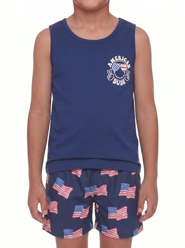 Image of Unique Baby Boys American Boy 4th of July 2pc Tank Shorts Set