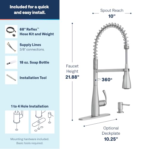 Moen Essie Pre-Rinse Pulldown Kitchen Faucet w/Soap, 87814SRS - image 3