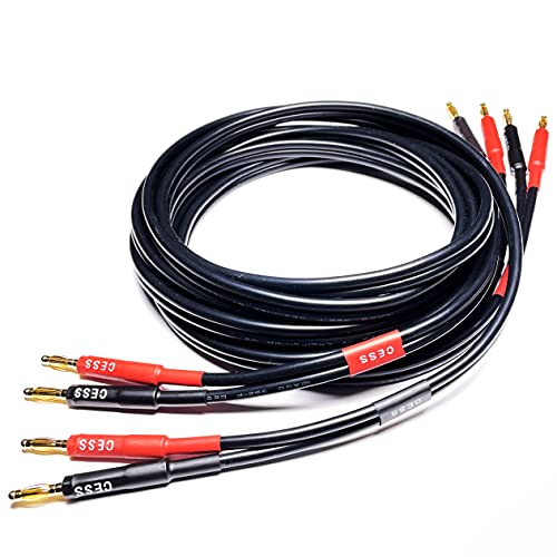 Image of CNCESS CESS-037-6f Banana Plug Male to Male Speaker Cable 12 Gauge 680 Strand Count Silicone Soft Wire, 2 Cables (6 FEET)