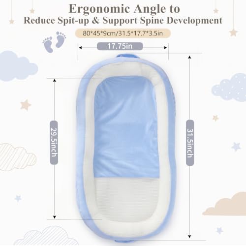 Image of Baby Lounger for Newborn,Infant Support Cushion for 0-24 Months | Infant Lounger for 0-24 Months,Breathable & Skin-Friendly Fabric, Portable Baby Lounger Pillow,Infant Lounging,Tummy Time