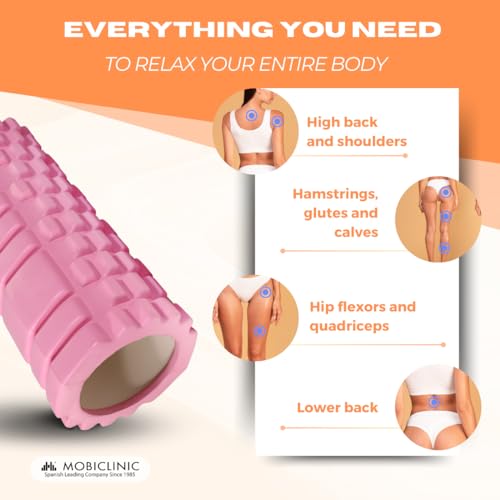 Mobiclinic® fitness, Foam roller, Fitroller, Schuimroller eva-schuim, 14x33 cm, Pilates, Yoga, Rekoefeningen, Draagbaar, Multifunctioneel gebruik, Voor het hele lichaam, 3 intensiteitsniveaus - Afbeelding 5