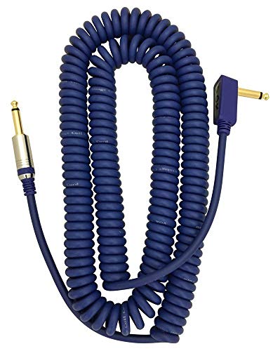 Vox VCC090BL Vintage Coiled Guitar Cable - 29.5ft, Straight to Right Angle, 1/4" TS Male, Blue image 5