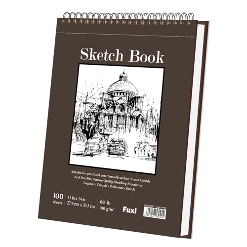 Sketch Book 11 x 14 100 Sheets Top Spiral Sketchbook 68lb /100gsm Drawing Paper Pad Sketch Pads for Drawing for Adults Large Sketchbook.
