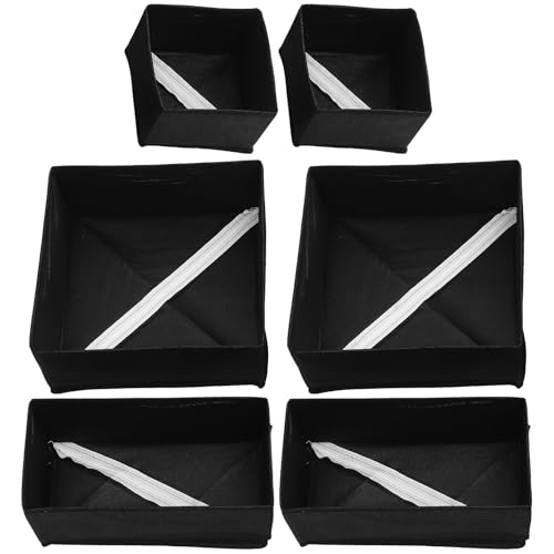 CHICAMPERA Set de 6 Cajas de Almacenamiento para Ropa Interior y Calcetines, Plegables, Negro, Material Ligero, Adecuado para Organización en Dormitorios Infantiles