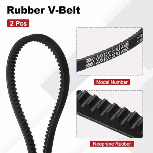 Image of AX55 Belt, Raw Edge Cogged Industrial Rubber EPDM V-Belt, Pack of 2