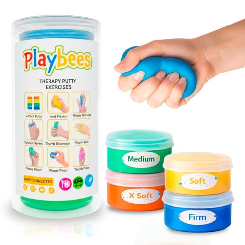 Playbees Therapy Putty for Hand Therapy Sensory Exercise Putty for Kids & Adults Therapeutic Hand Putty for Physical Therapy Supplies Hand Therapy Putty - Extra Soft Soft Medium Firm