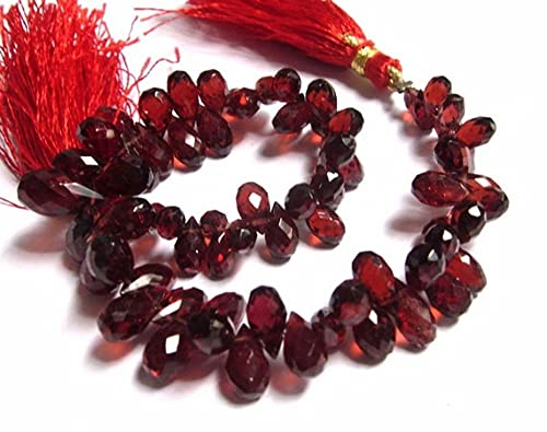 LKBEADS Pełne pasmo 19 cm. - Najlepszy prawdziwy granat Mozambiku fasetowany kropla briolette rozmiar 6 x 4 mm - 9 x 5 mm