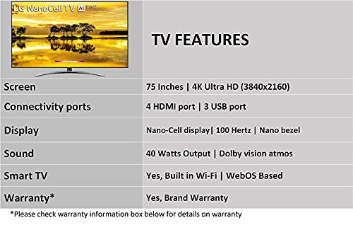 Image of LG 189 cm (75 inches) 4K UHD Smart NanoCell TV 75SM9400PTA (Ceramic BK + Dark Steel Silver) (2019 Model)