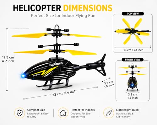 Image of Remote Control Gravity Sensor Helicopter Toy, with Shock Detection Auto Power Off, USB Charging, for Kids (Black