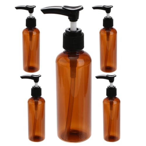 RUNROTOO 5 Botellas Rellenables Bomba de 100 Ml para Champú y Jabón, Material Pet y Pp, Diseño Compacto y Apto para Viajes, Dispensadores Prácticos y Portátiles