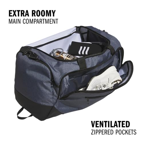 Image of adidas Defender 5 Duffel Bag for Sports, Gym and Travel, Twill Onix Grey /Black, OSFA