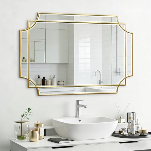 Rectangle Beveled Mirror, 36"x24" Bathroom Vanity Mirrors for Ove...